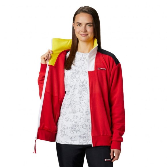 Disney Mickey Mouse x Columbia Intertrainer Fleece Hiking Jacket Red Black - Picture 13 of 15